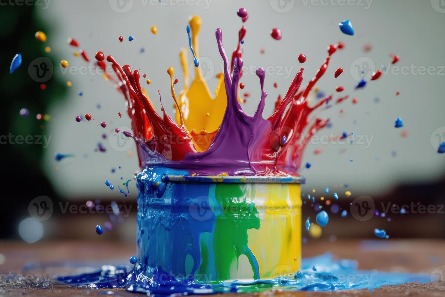 Colorful Paint Explodes From A Can In A Stunning Display photo