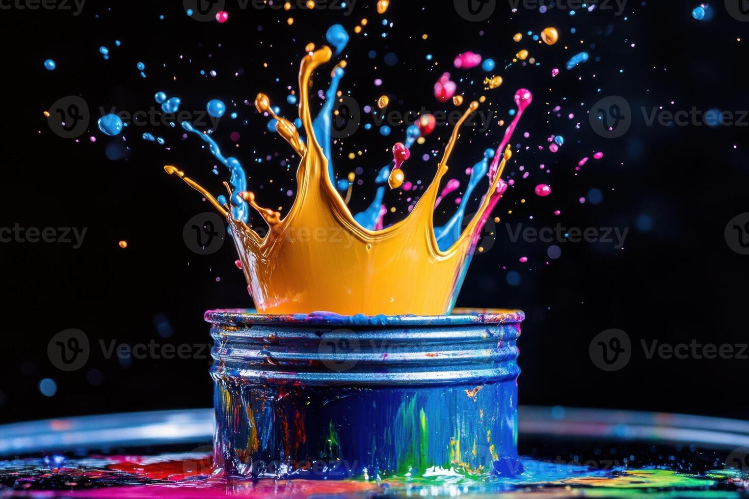 Vibrant Paint Explodes In A Colorful Crown Shape photo