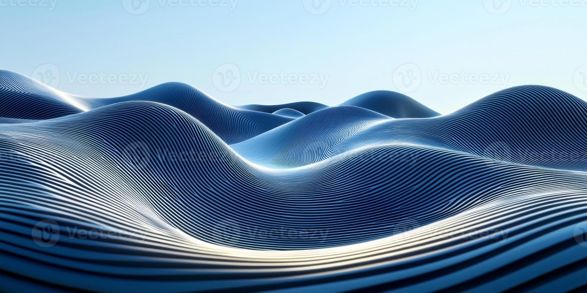 Abstract Blue Rippled Dunes 3D Render High Resolution Texture Background photo
