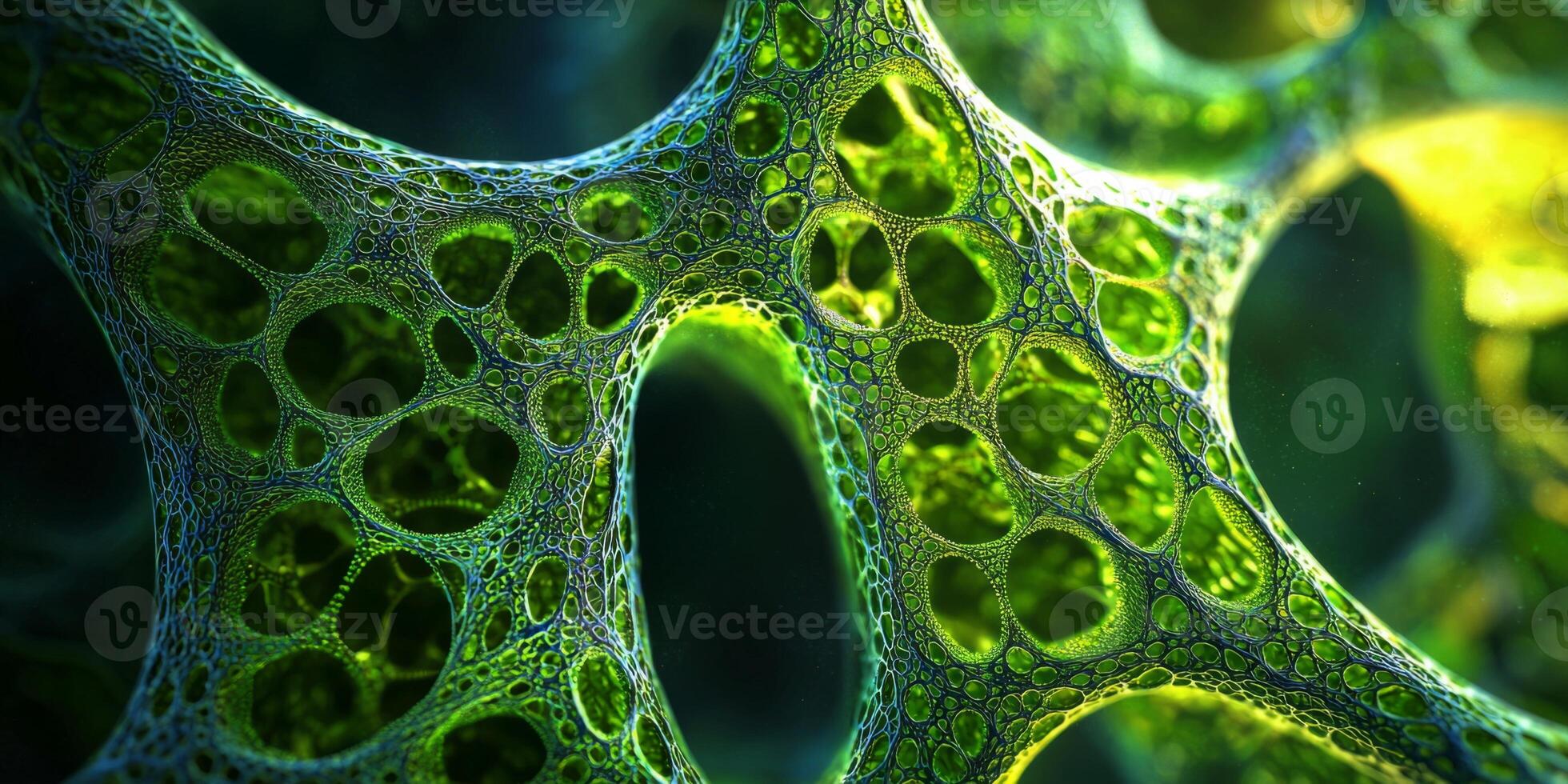 Microscopic Cell Structure Abstract Green Network High Resolution Biology Image photo
