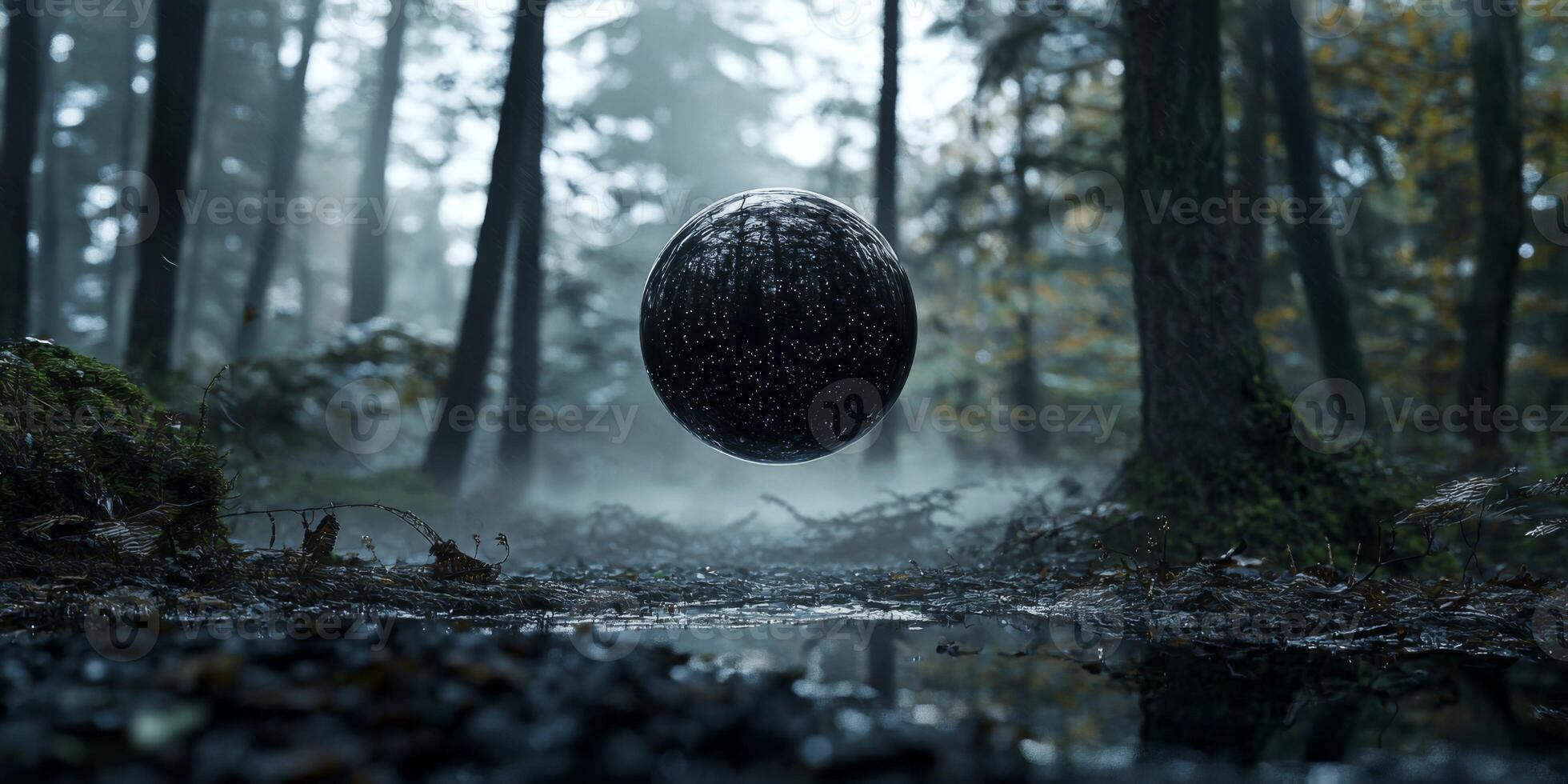 Mystical Forest Sphere Dark Fantasy Nature Scene photo