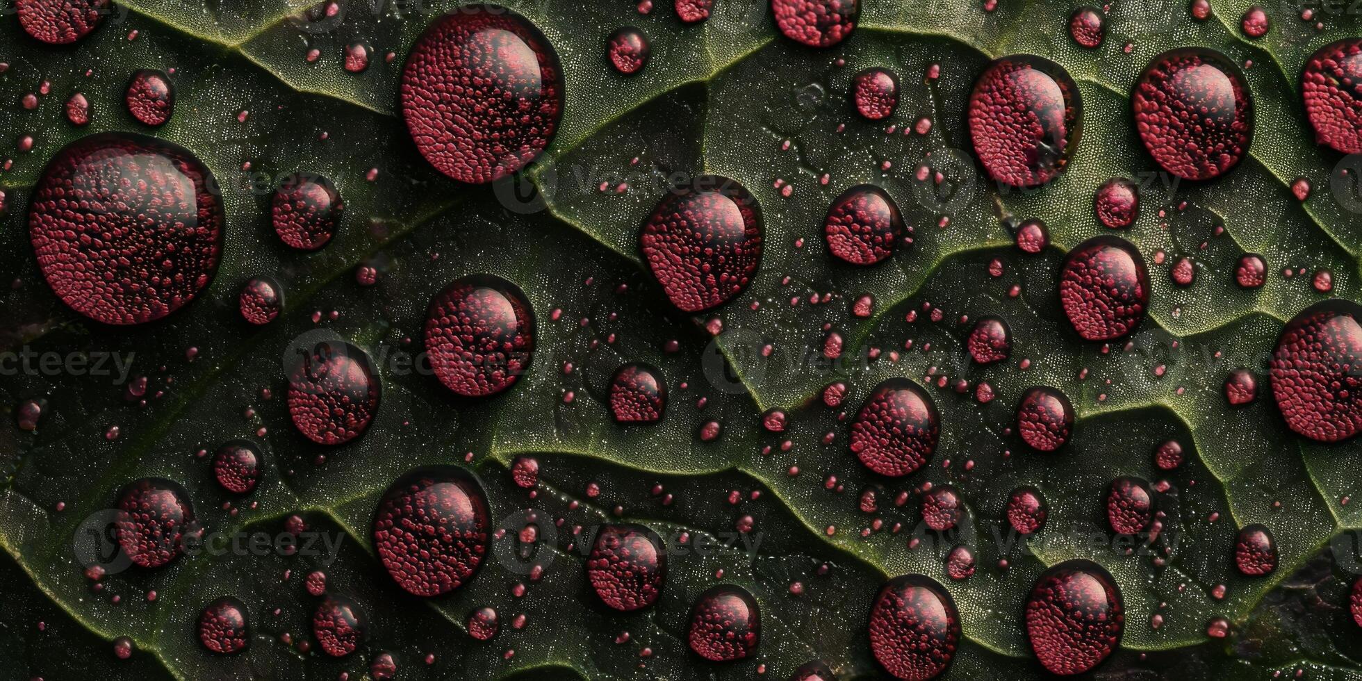 Macro Photo of Dew Drops on Leaf Nature Science Art Abstract Background