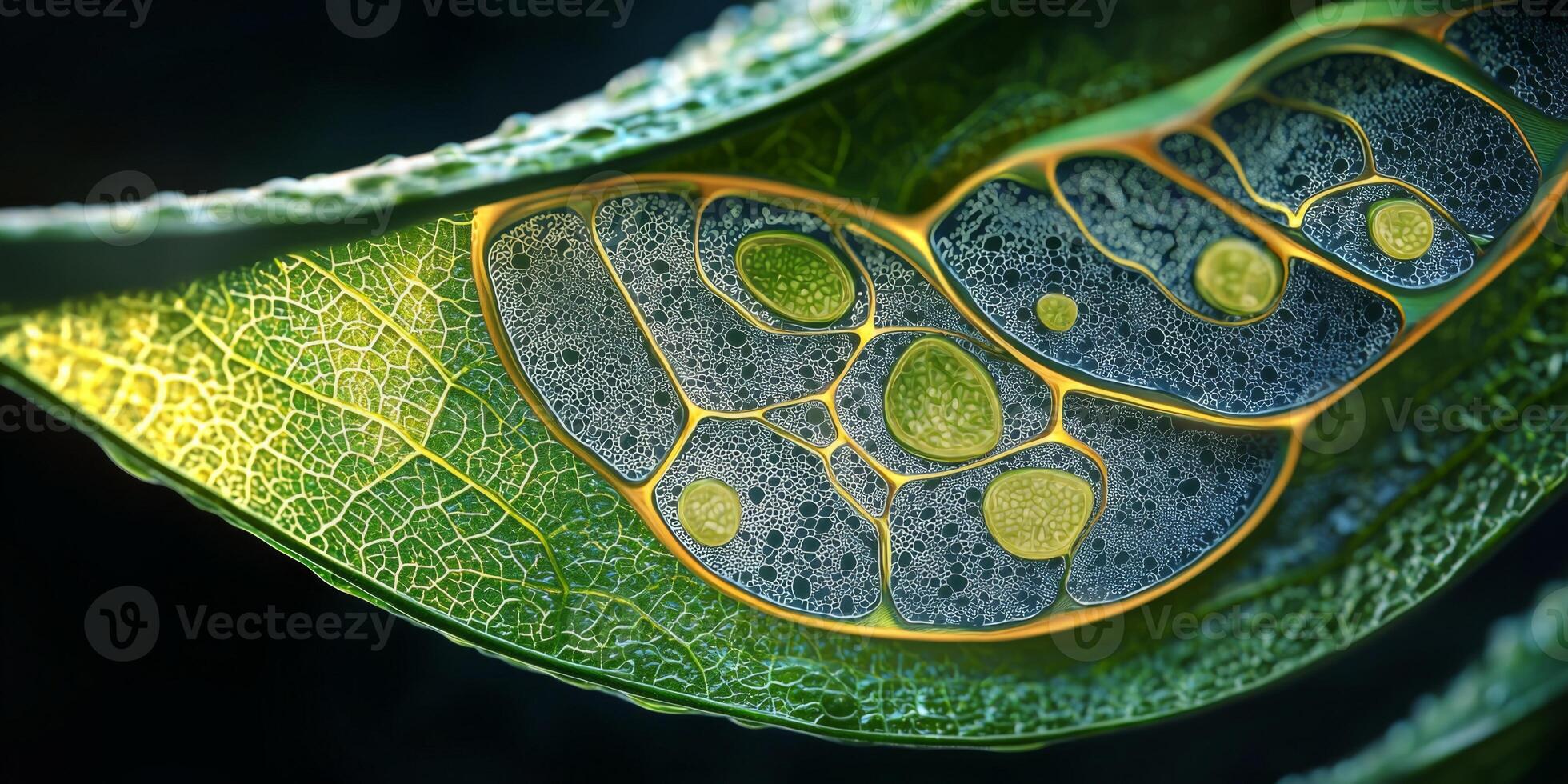 Stunning 3D Leaf Cross Section Transpiration Process Cellular Structure Botany Nature Science photo