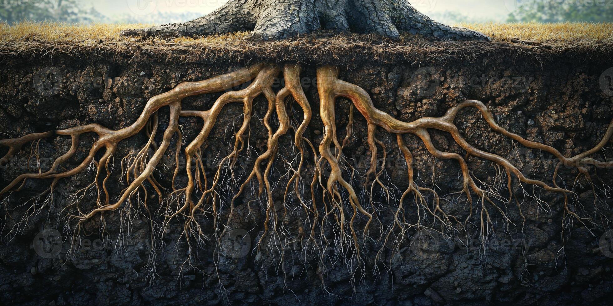 Majestic Tree Roots Underground Network Soil Nature Growth Botany Ecology High Resolution Detailed photo