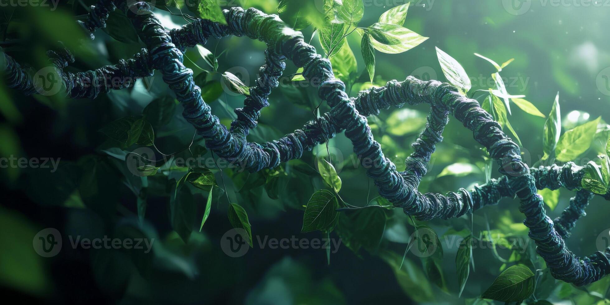 Lush Green Leaves DNA Helix Nature s Genetic Code photo