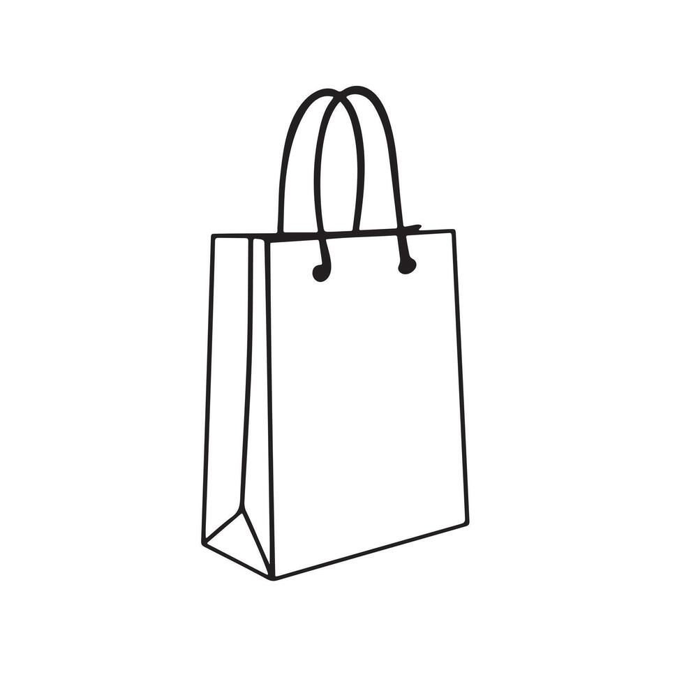 Shopping Bag Icon Silhouette, Simple and Clean Outline Design vector