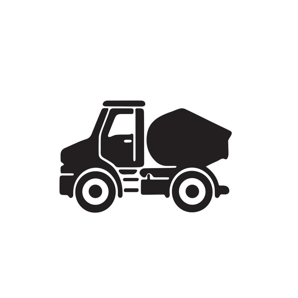A small mixer truck silhouette on white background vector