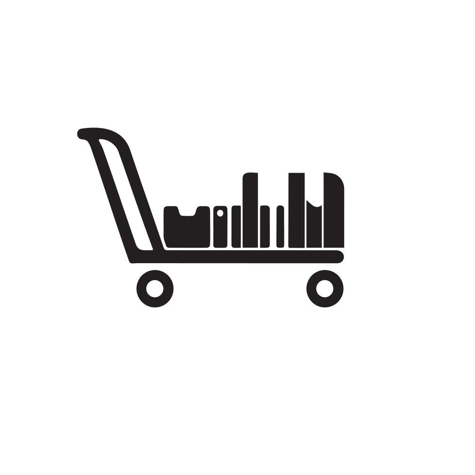 A shipment trolley silhouette on white background vector