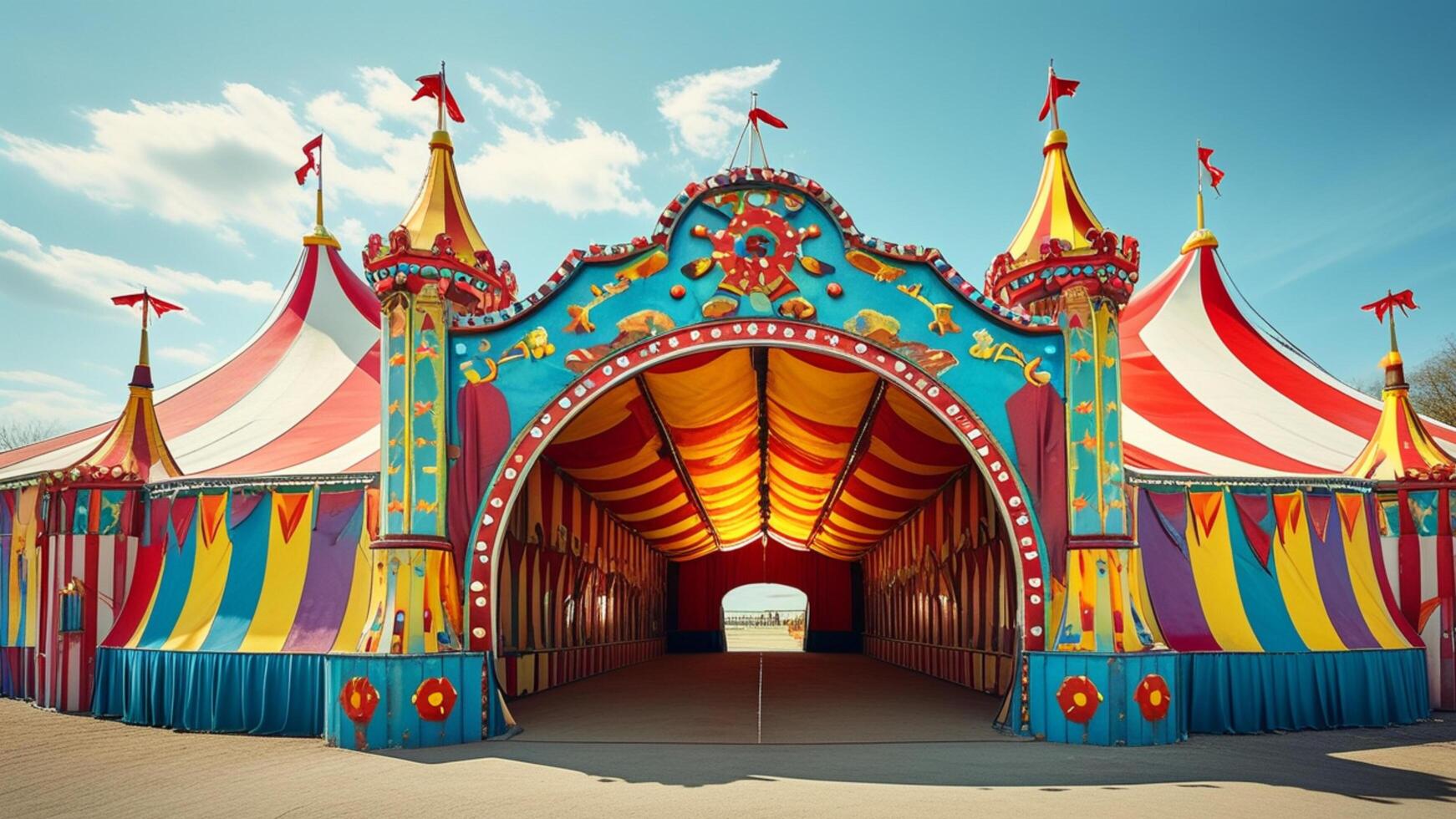 Colorful circus tent entrance photo