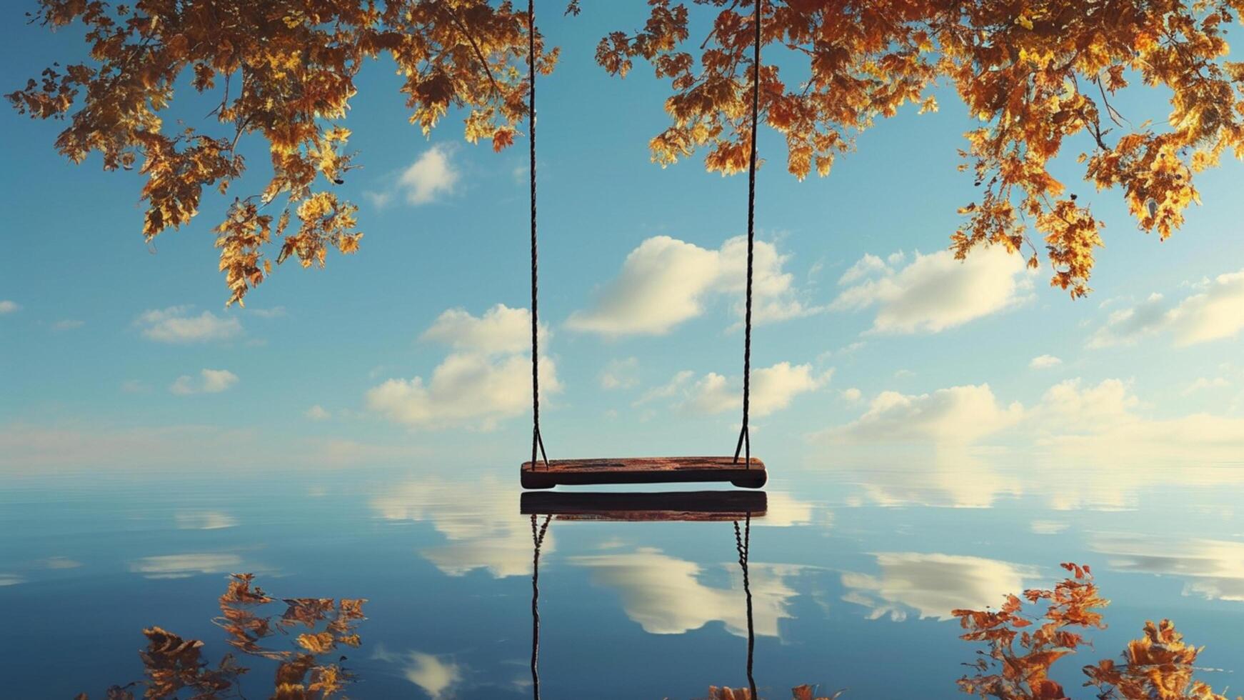 Swinging into serenity, Autumn dreamscape. photo