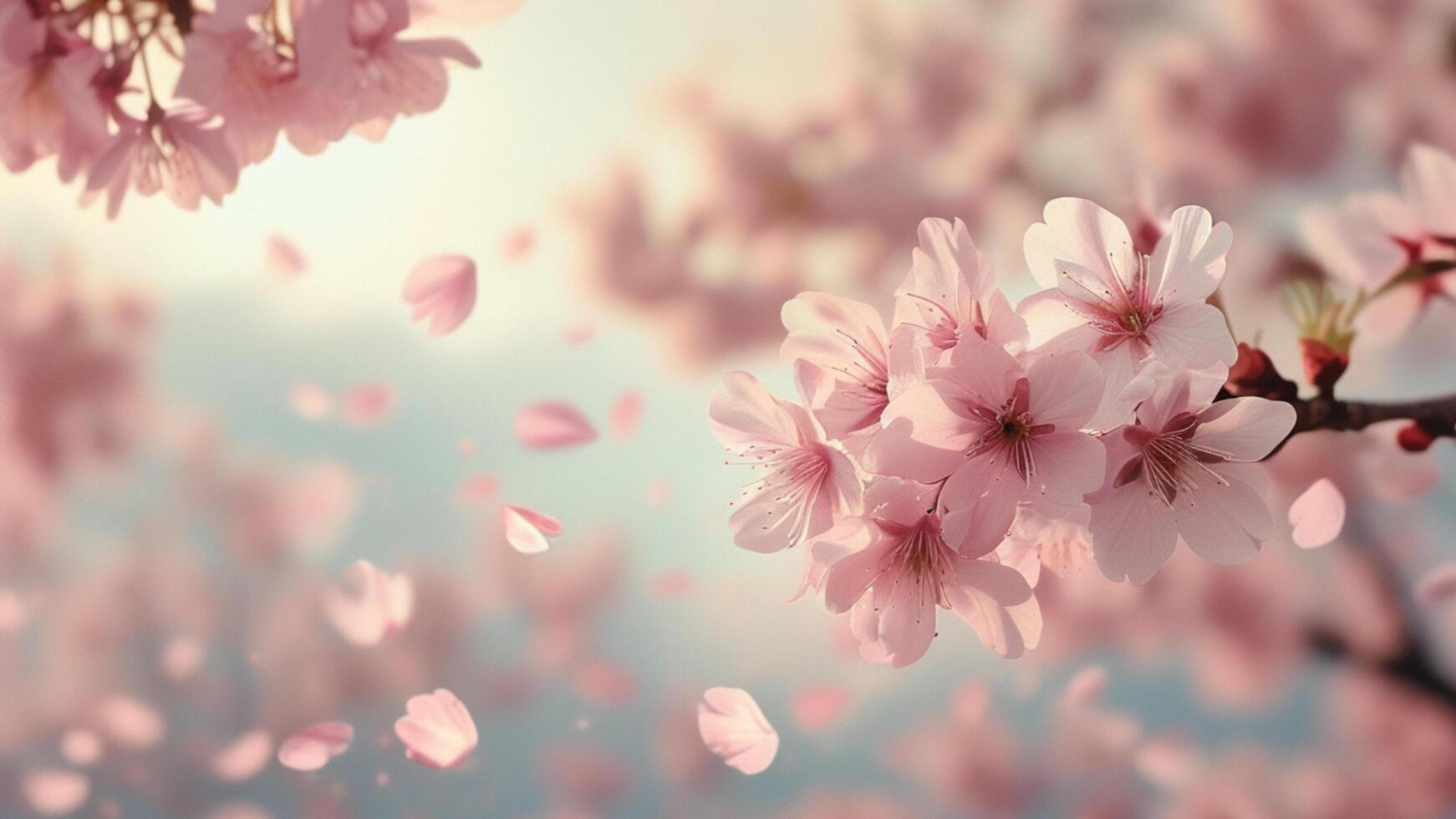 Falling cherry blossom petals photo