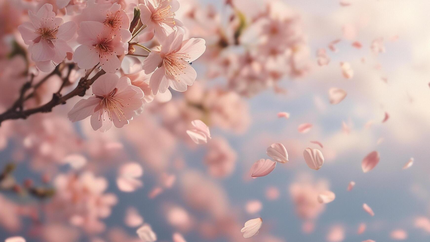 Falling cherry blossom petals photo