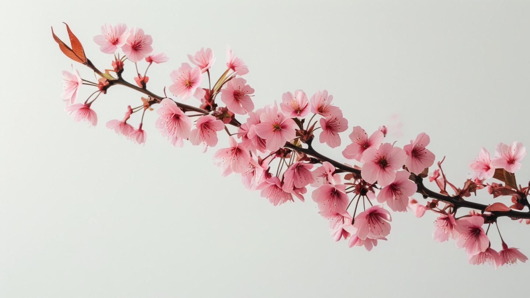 Pink cherry blossom branch photo