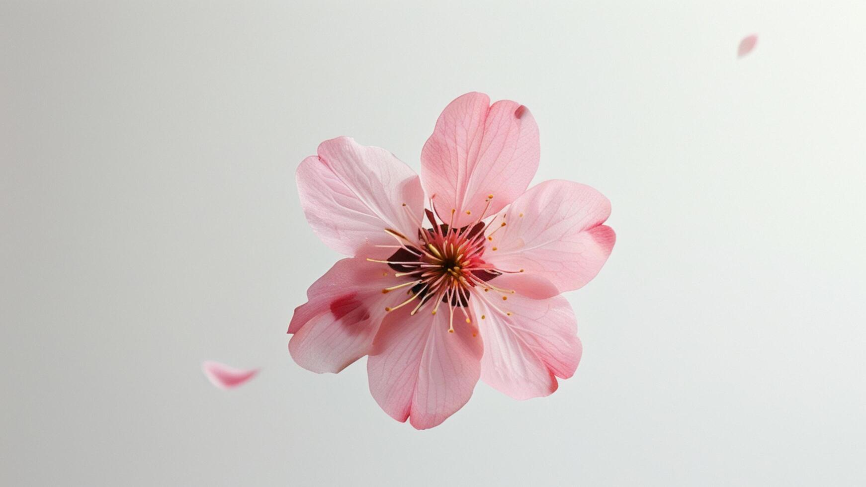 Pink flower petals falling photo