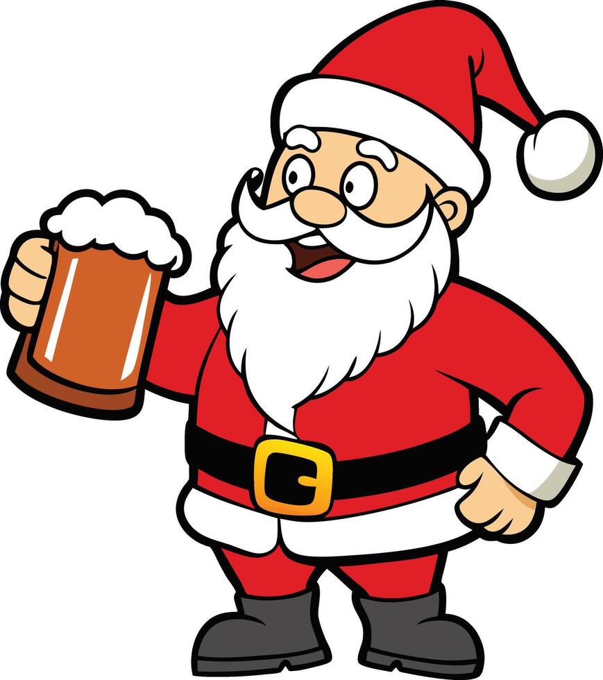 Santa claus holding a beer vector