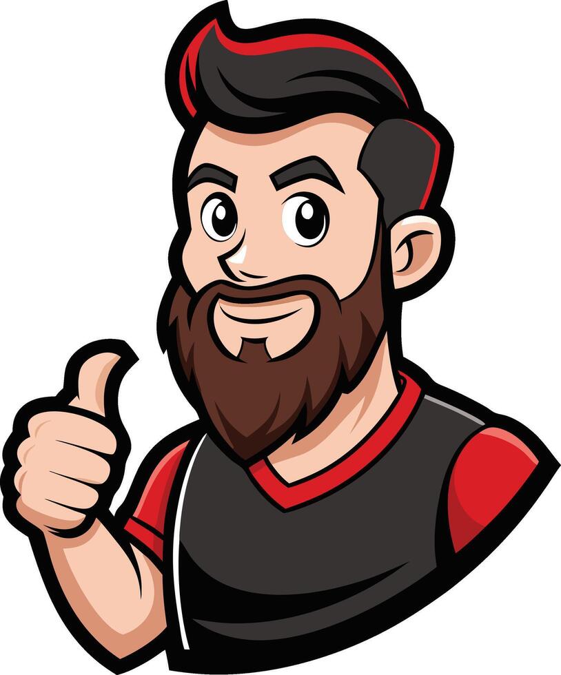 A cartoon man with a beard and a thumbs up vector