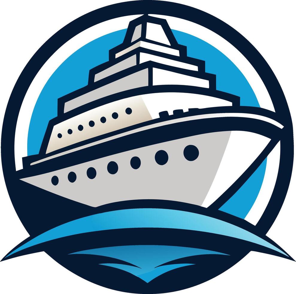 A cruise ship in the ocean logo vector