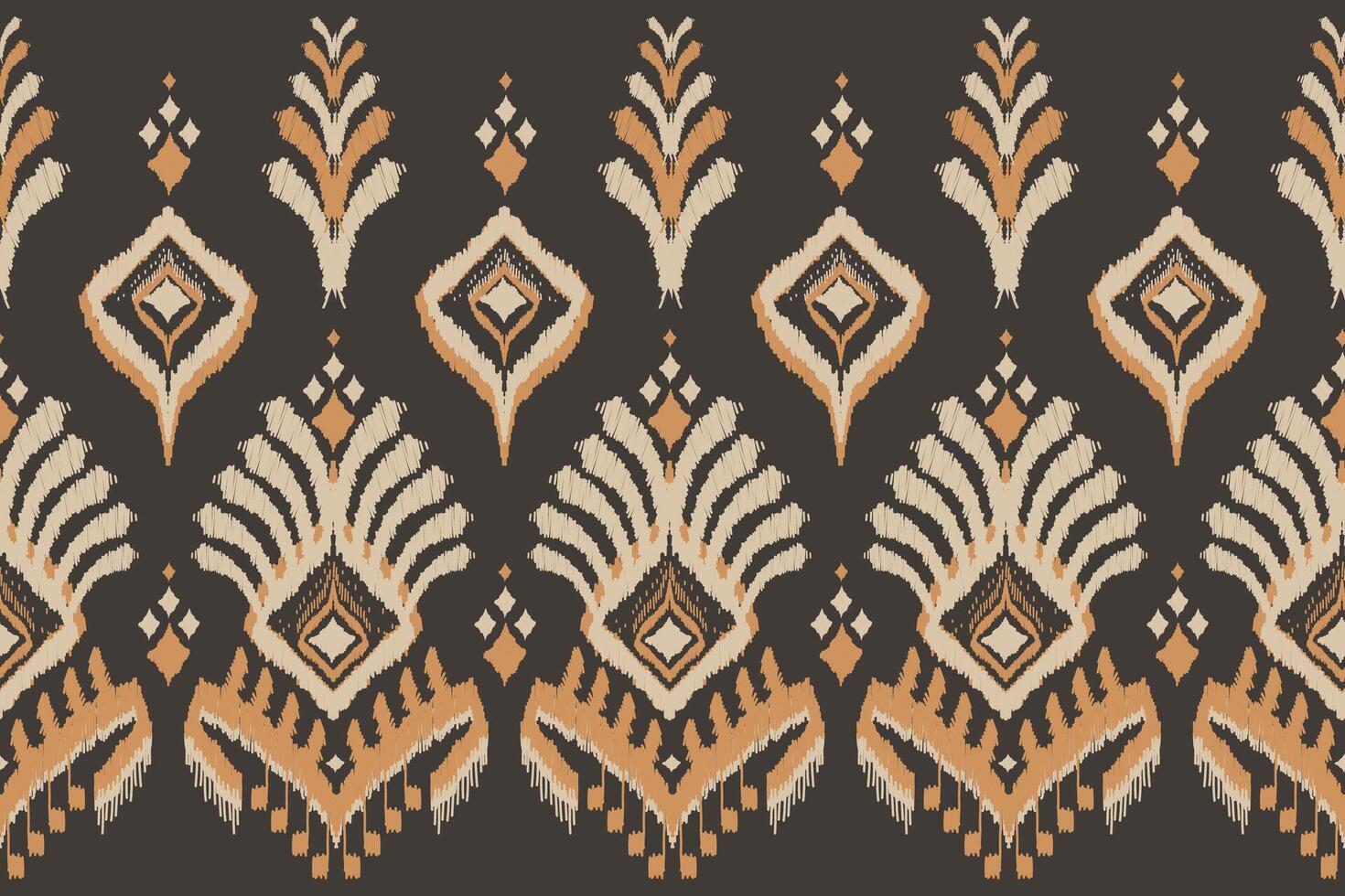 Hand drawn tribal style fabric pattern. Ethnic Ikat oriental seamless pattern. Edge decoration. for carpet, clothing, batik, motif. vector