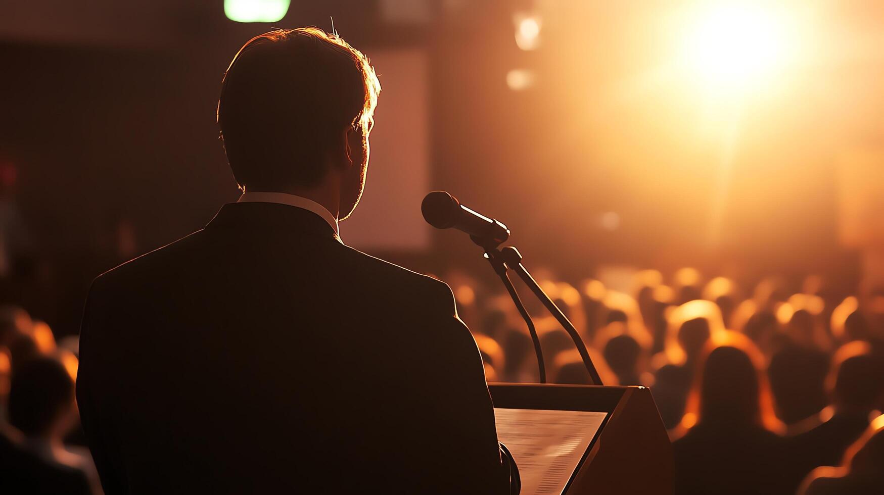 Speaker presenting to engaged audience. photo