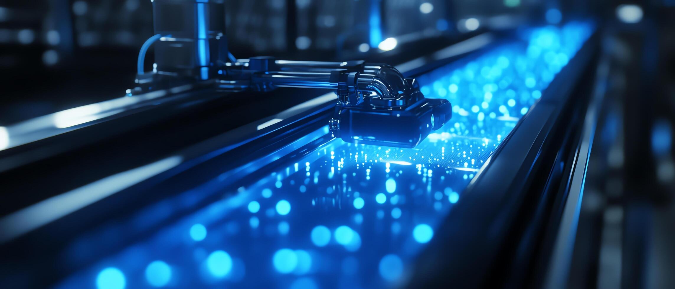 Futuristic technology with glowing blue lights. photo