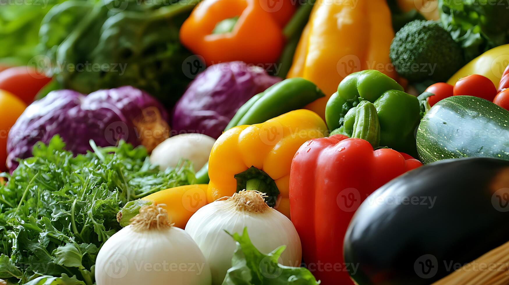 Vibrant Studio Lighting Close-Up View of Colorful Vegetables photo