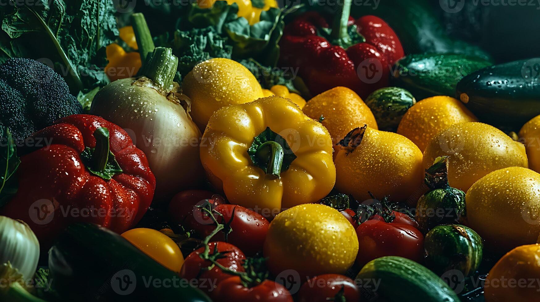 Bright Close-Up of Fresh Vegetables Captured in Stunning Studio Lighting photo