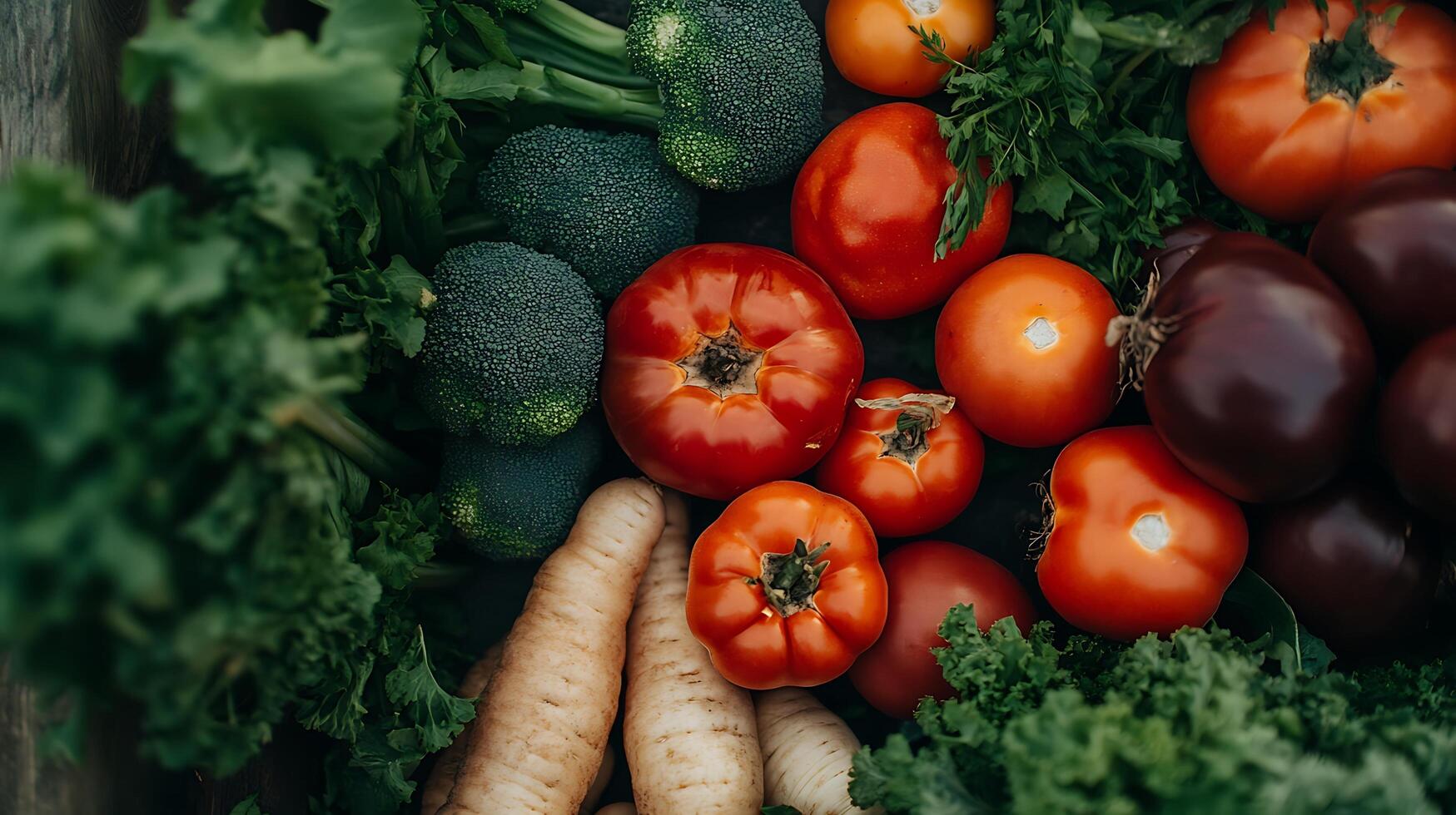 Natural Light Highlights the Freshness of Vibrant Vegetables on a Table photo
