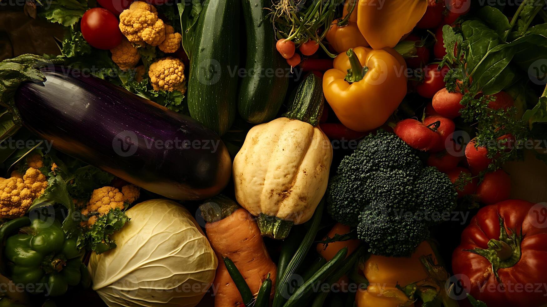 A Vibrant Vegetable Spread Captured in Stunning Overhead Light photo