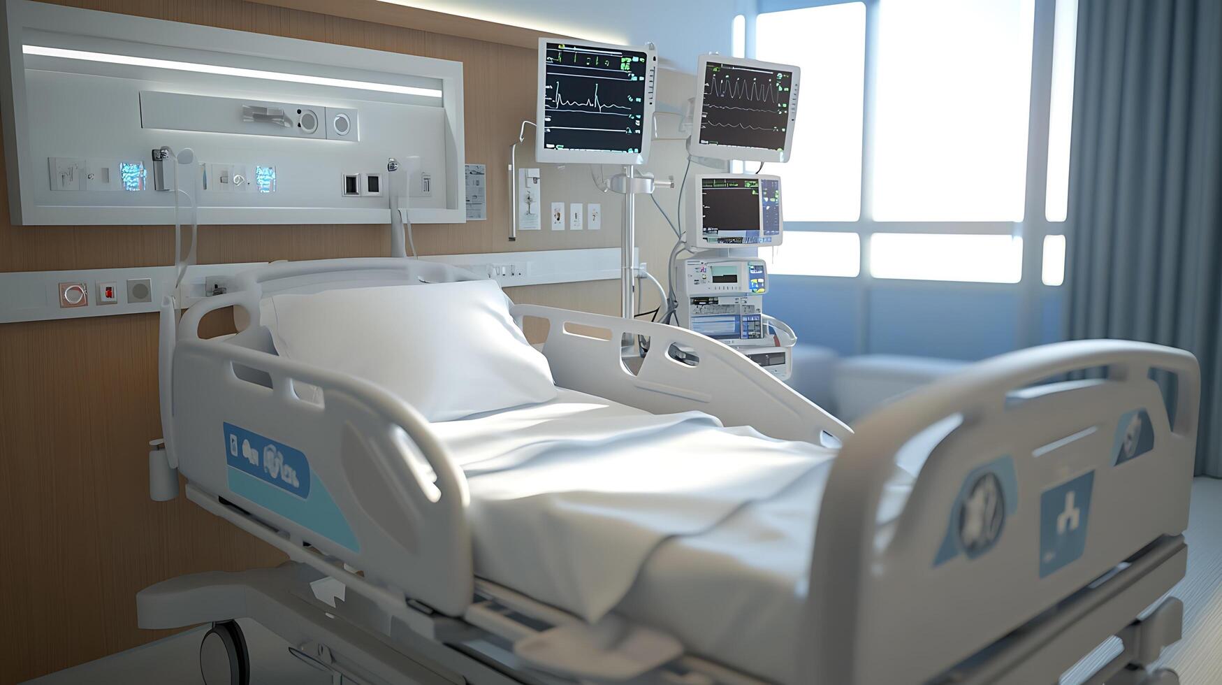 Modern Healthcare Suite Highlighting Advanced Medical Devices and Cozy Beds photo