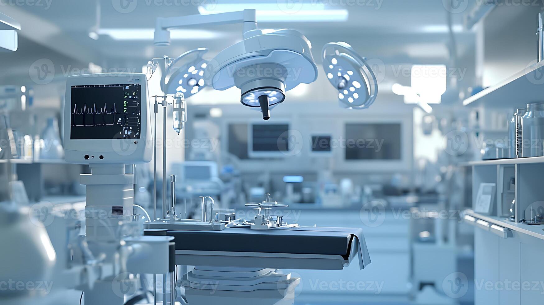 Cutting-Edge Healthcare Tools Highlighted in a High-Tech Surgical Suite photo