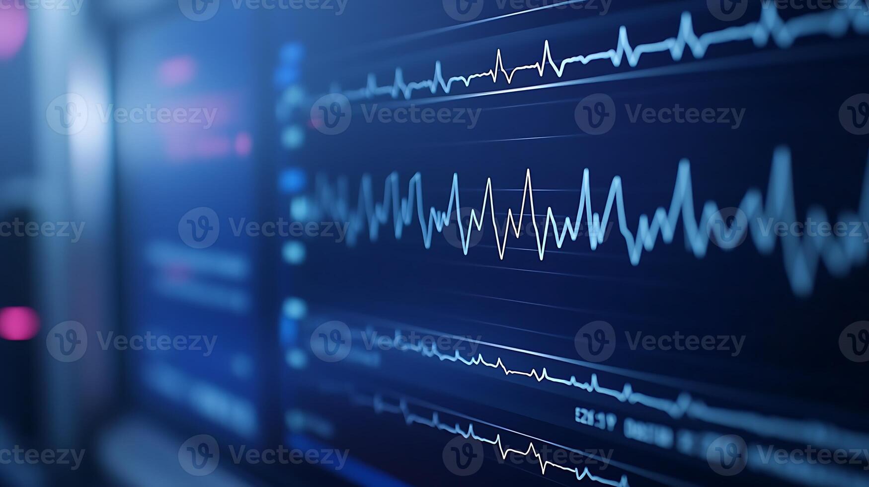 Close-Up of ECG Monitor Graphs Tracking Heart Rhythm in Real-Time photo