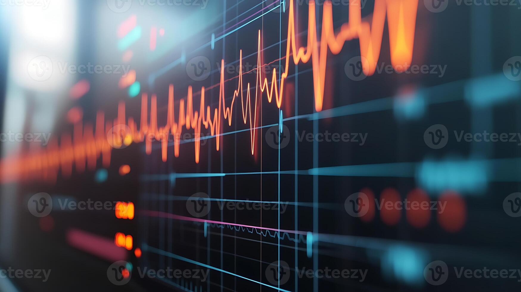 Advanced ECG Display Graph Lines Showing Heartbeat Analysis in Clinical Settings photo
