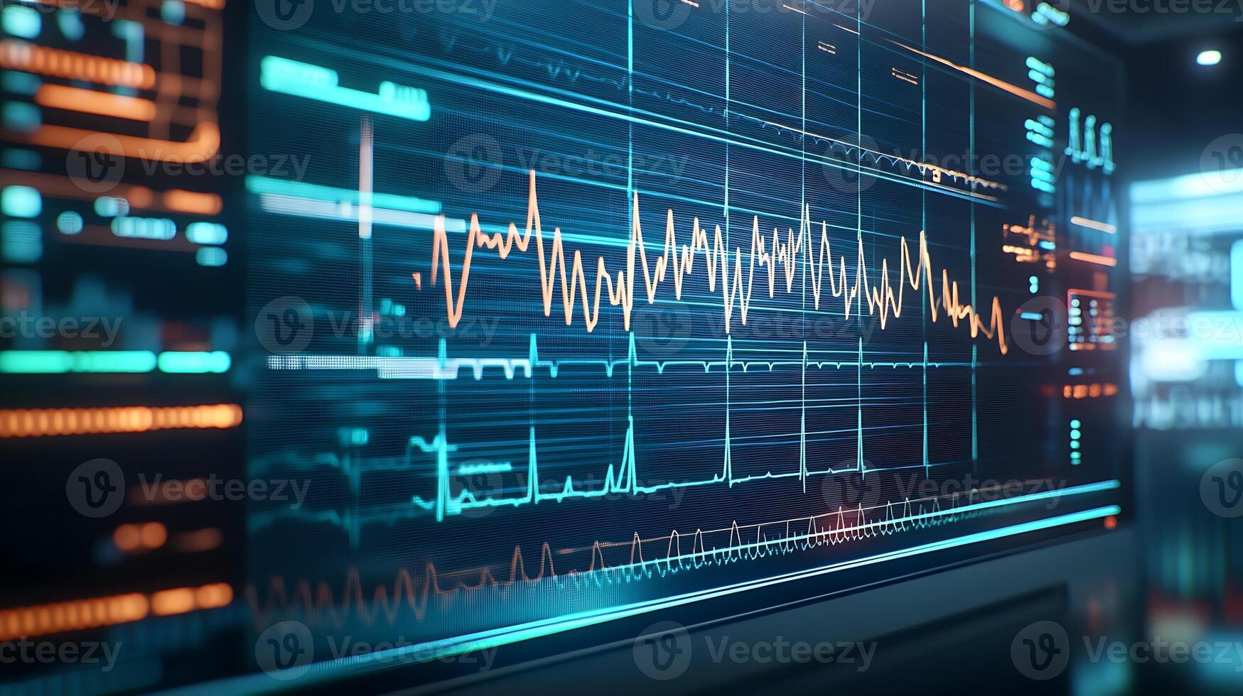 Advanced Medical ECG Graph Lines Showing Heart's Electrical Signals in Detail photo