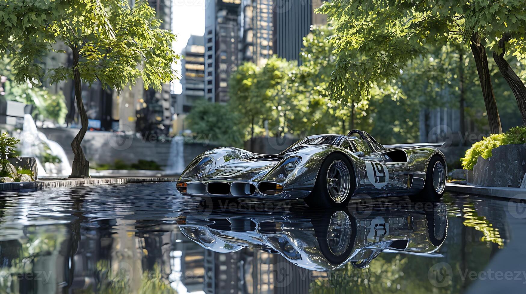 Sleek and Elegant Modern Car Captured in Close-Up with Perfect Precision photo