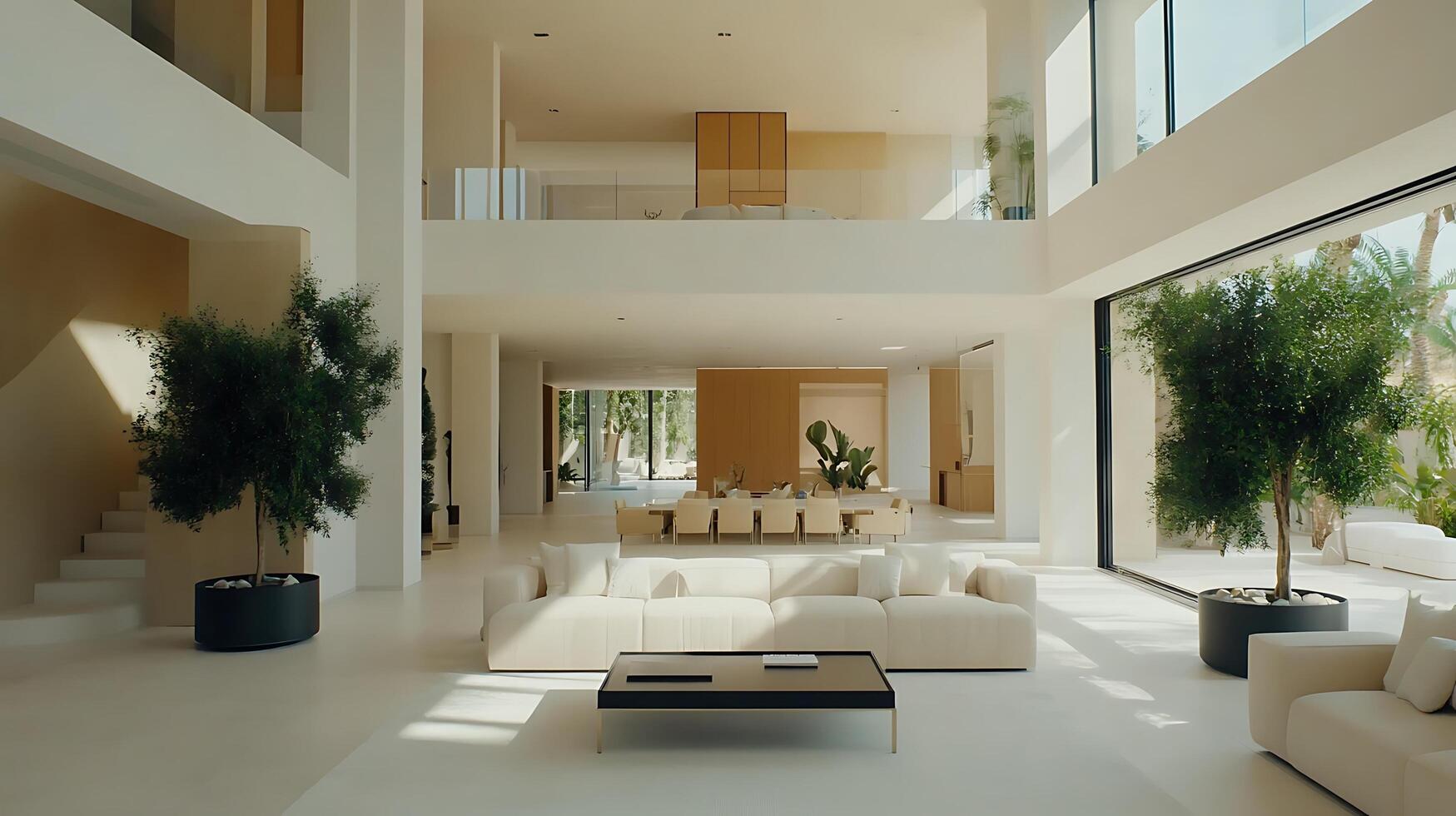 Grand and Spacious Modern Mansion Hall with Luxury Living Room photo