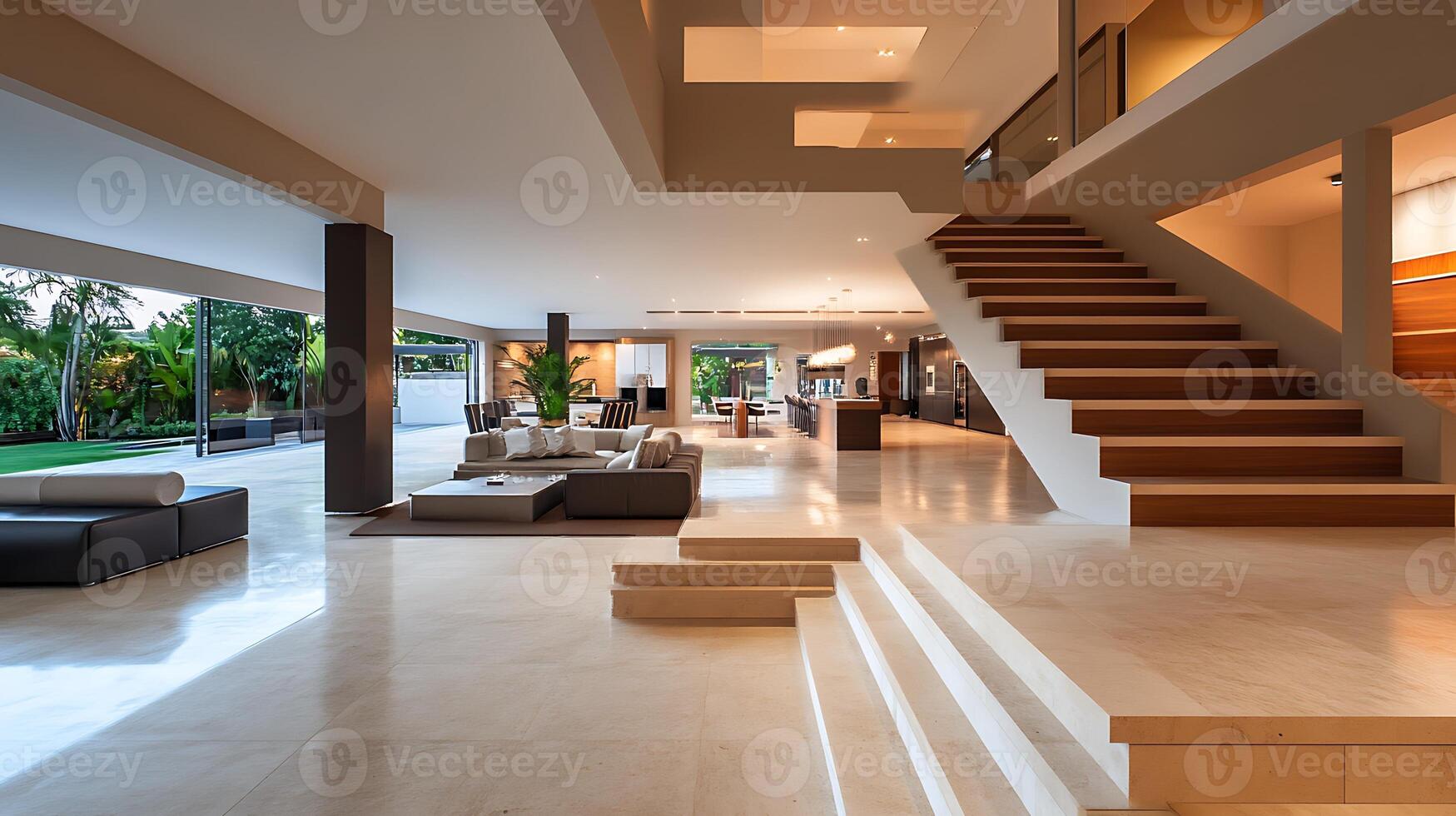 Sophisticated Modern Mansion Living Room with Spacious Luxury Design photo