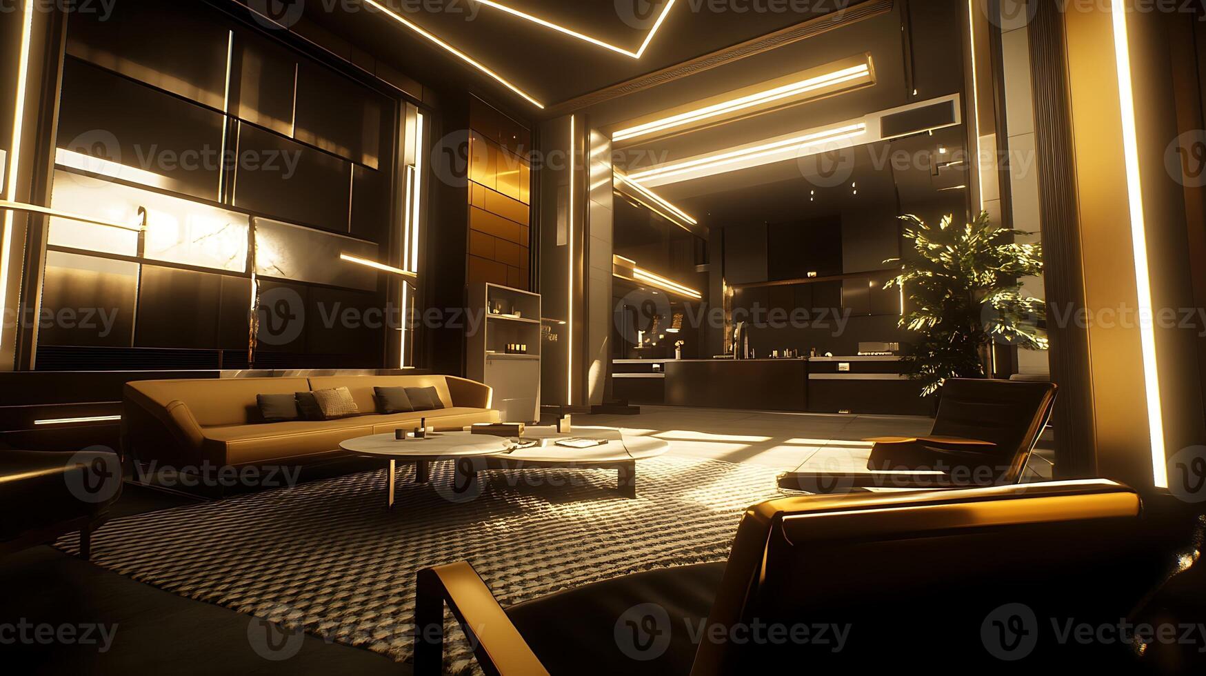 Modern Living Room with a Harmonious Blend of Space and Lighting Design photo