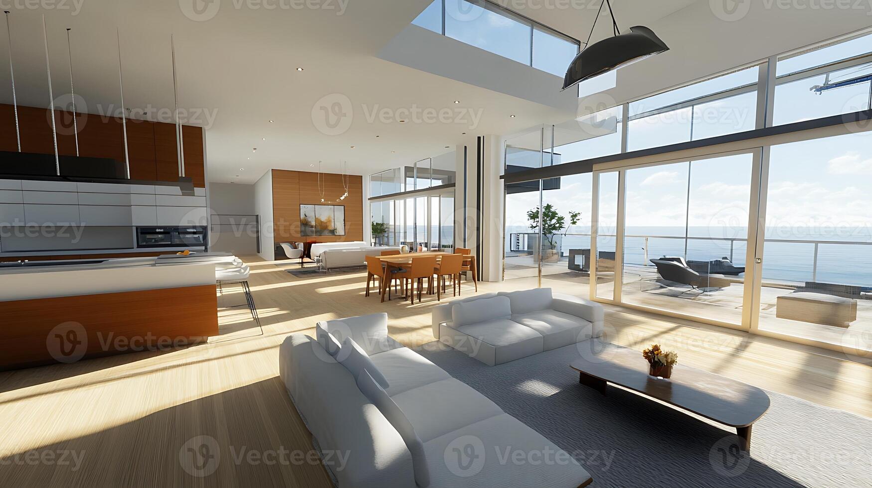 Open-Concept Living Room Enhanced by Natural Light and Modern Windows photo