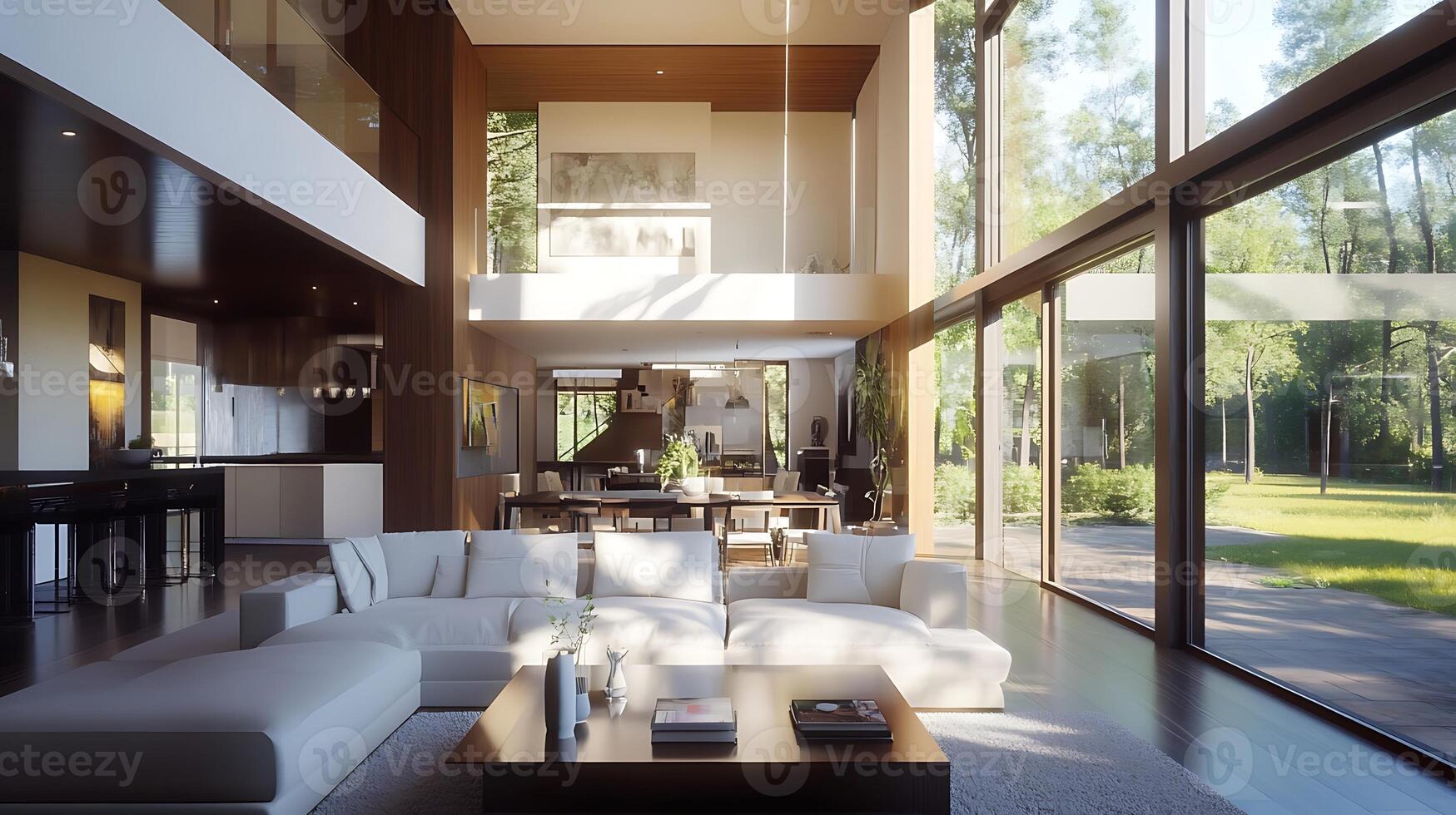 Stylish Open Living Space with Generous Windows and Modern Decor photo