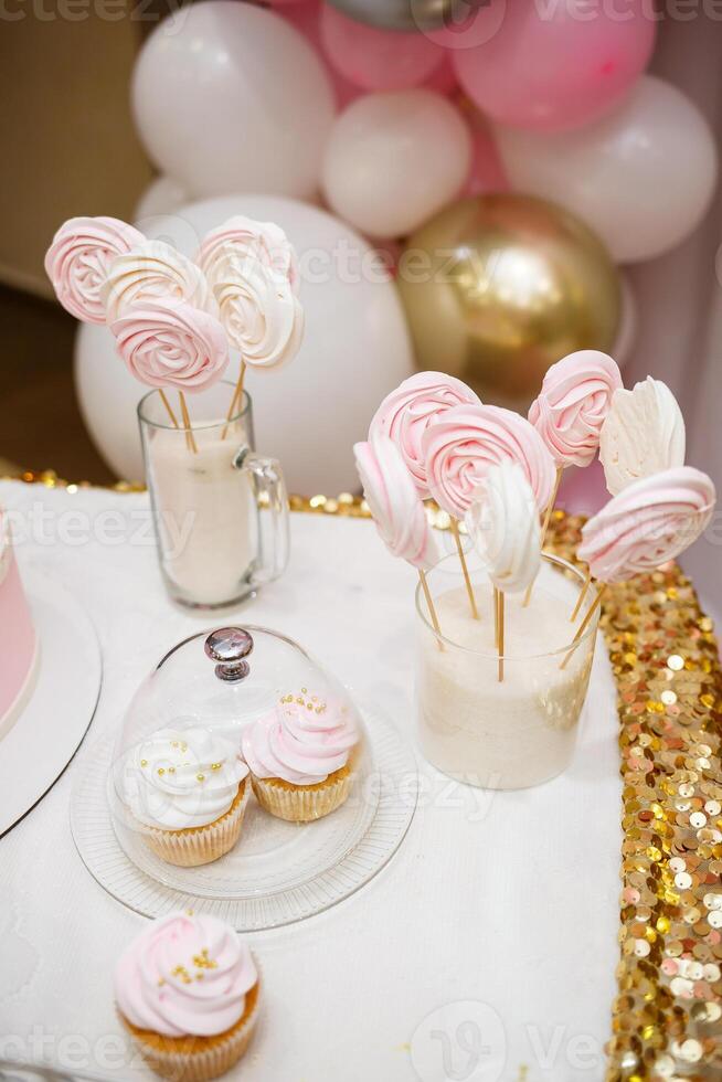 delicious sweet candies and biscuits for kids on their birthday photo