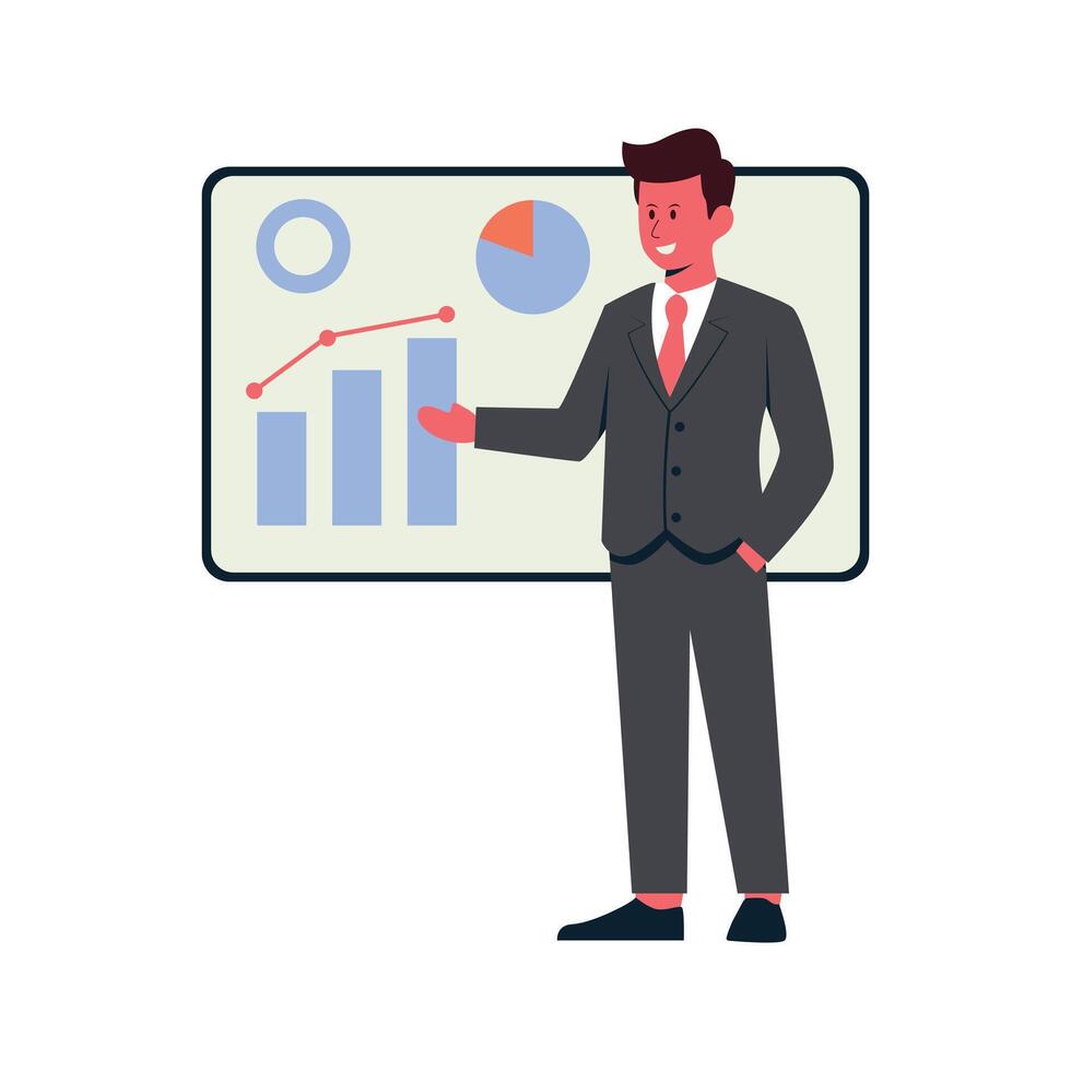 Illustration of Businessman Presenting Data Analysis vector