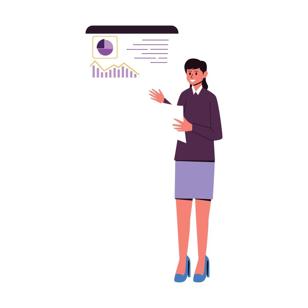 Illustration of a Businesswoman Presenting Data Analysis vector