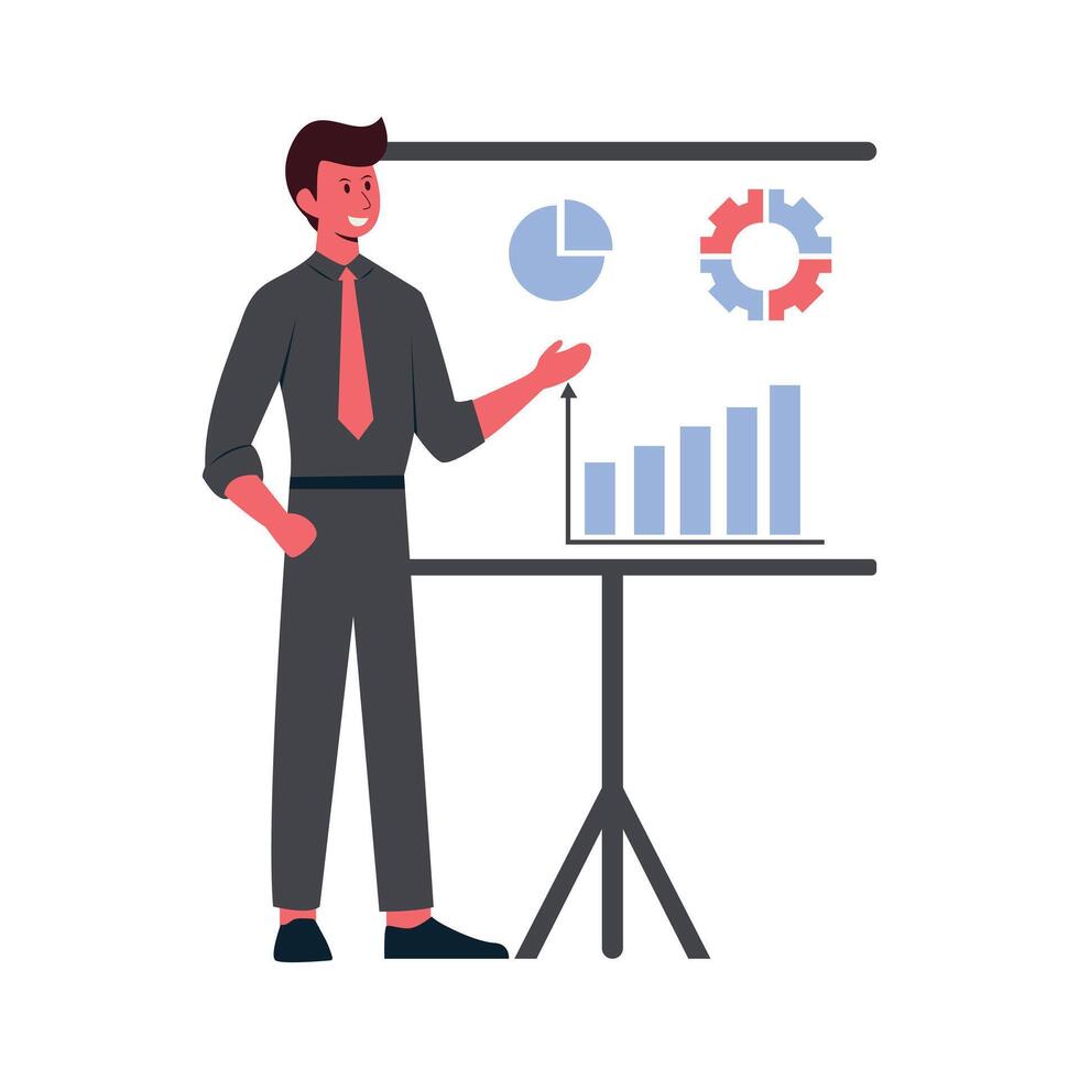 Illustration of Businessman Presenting Data Analysis vector