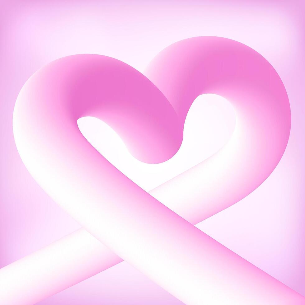 Abstract pink background with heart drawing. Volumetric pink heart shape against gradient background. Love, relationship, and Valentine day concept. vector
