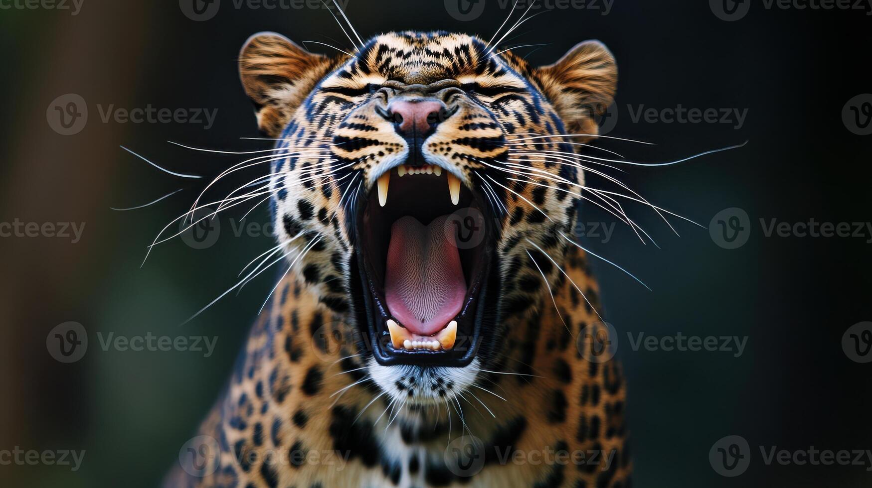 Detailed View of a Leopard Showing Its Open Mouth photo