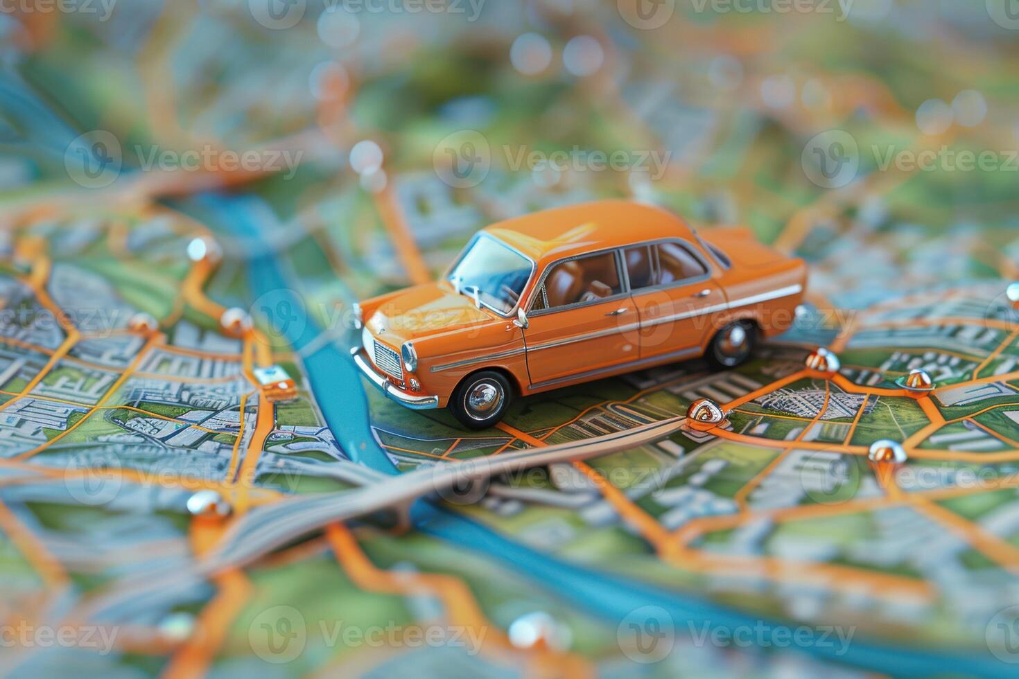 Exploring a Toy Car Journey Across a Realistic 3D Map Design photo