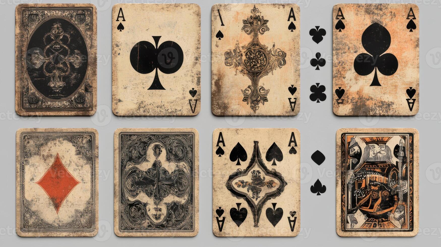 A Set of Vintage Playing Cards Perfect for Collectors and Gamers Featuring Unique Designs photo