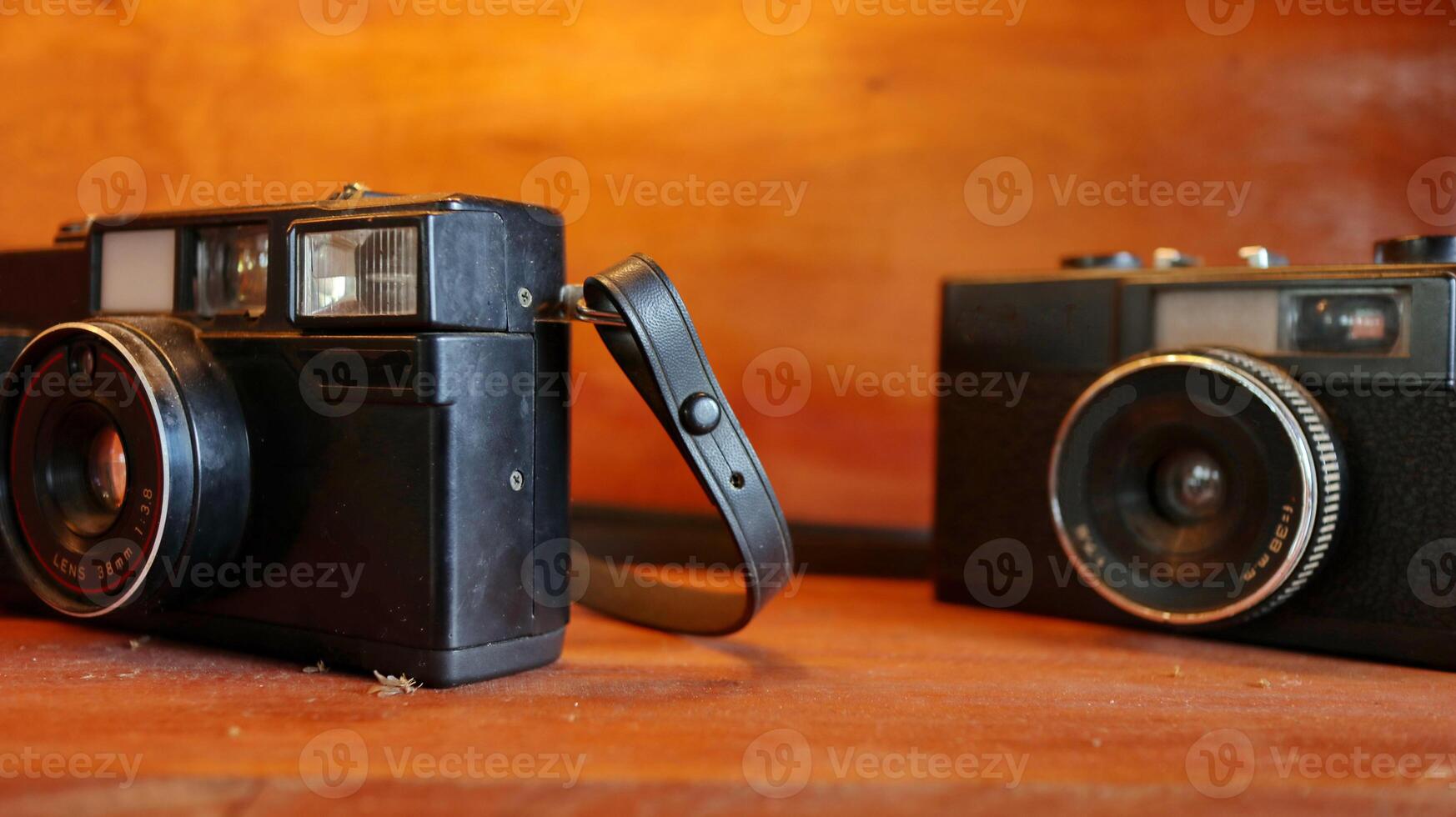 Retro Old camera stack of vintage books photo