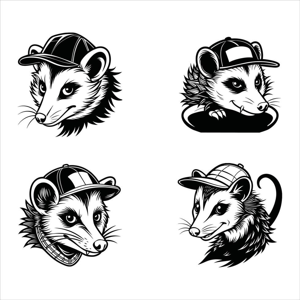 Roadkill Swagger Possum Mullet Trucker Hat vector