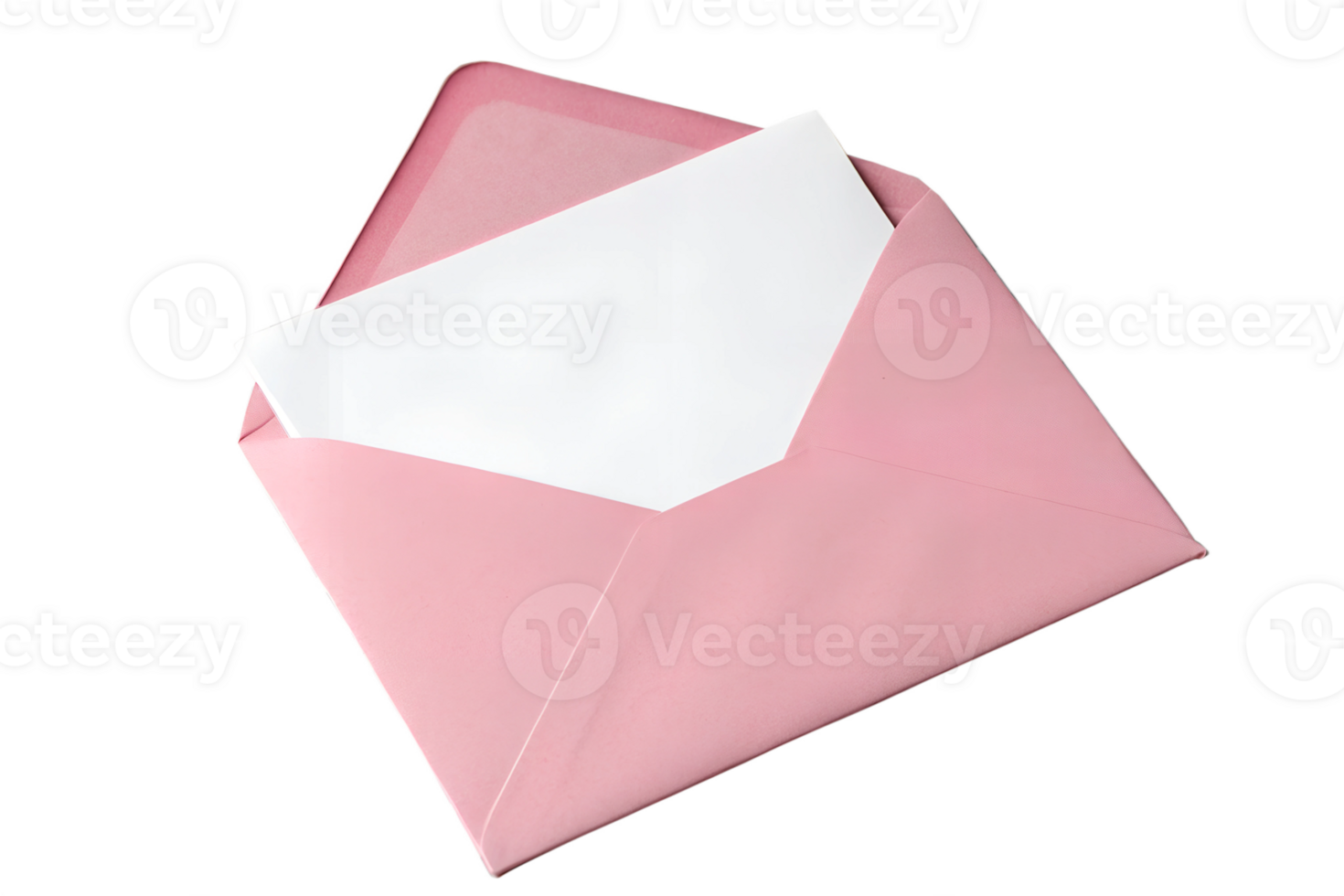 Open pink envelope with letter isolated on the transparent background png